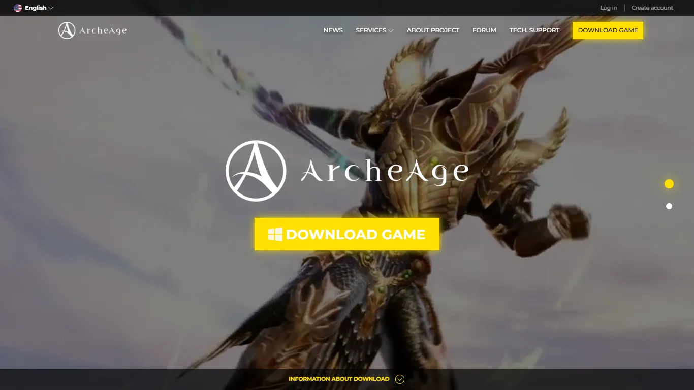 ArcheAge private game server website design